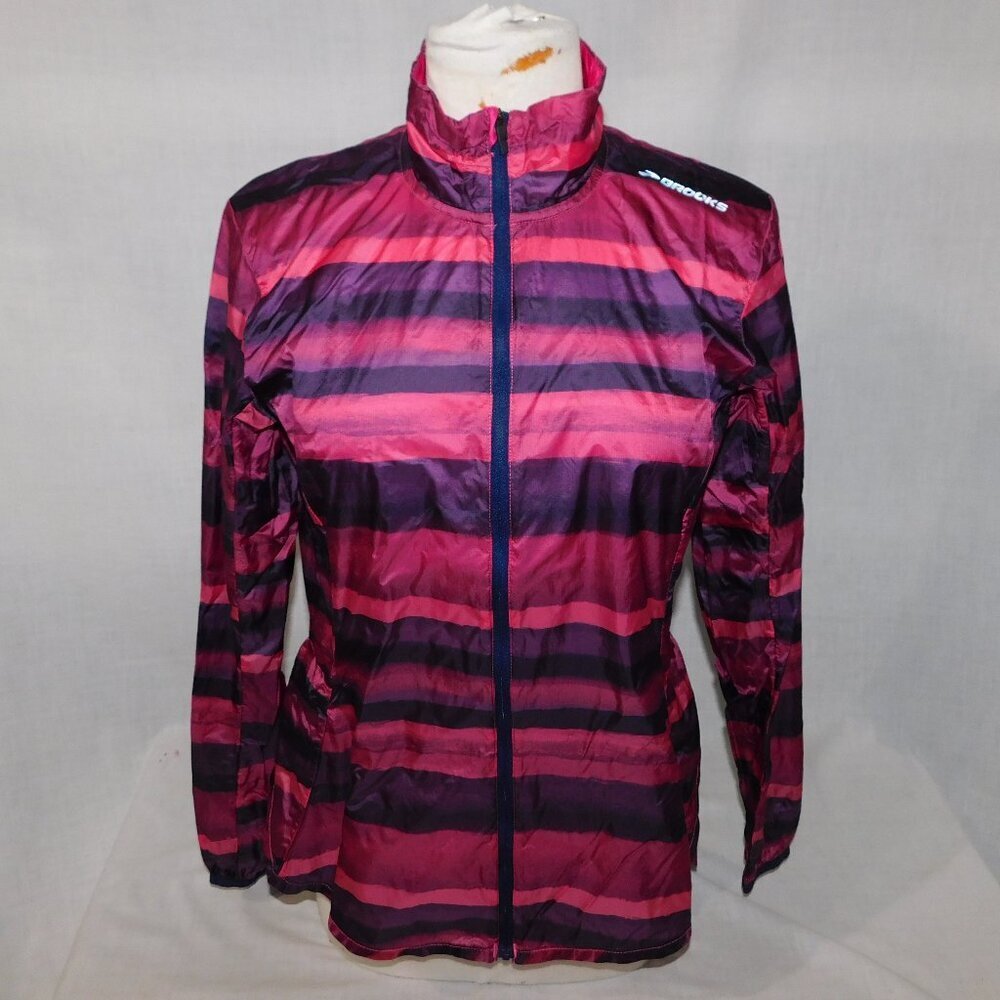 Brooks Run Happy Pink Packable Water Wind Resistant Running Jacket Womens M